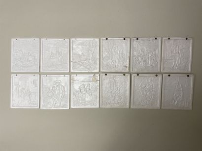 Set of twelve lithophanies. 
13 x 11 cm....