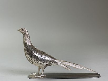CHRISTOFLE:
Faisan,
Statuette en métal argenté...