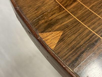 Marquetry pedestal table with swivel top,...