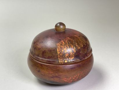 DAUM Nancy Candy jar in marbled glass with...