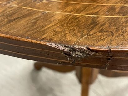 Marquetry pedestal table with swivel top,...