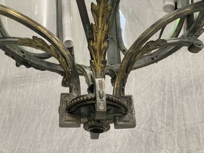 Important lantern in bronze and glass with...