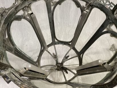 Important lantern in bronze and glass with...