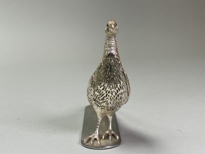 CHRISTOFLE:
Faisan,
Statuette en métal argenté...