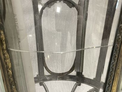 Important lantern in bronze and glass with...