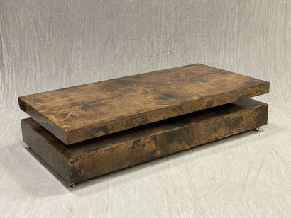Grande table basse en placage loupe, large...