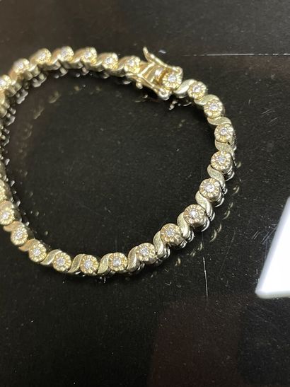 Bracelet rivière en vermeil et petits diamants...