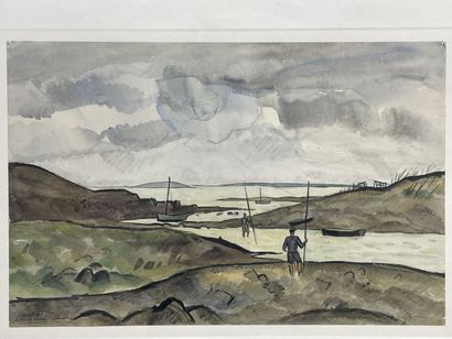 Louis Robert ANTRAL (1895-1939).
The bay
Watercolor...