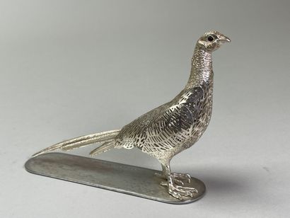CHRISTOFLE:
Faisan,
Statuette en métal argenté...