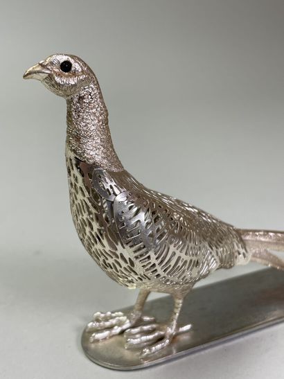 CHRISTOFLE:
Faisan,
Statuette en métal argenté...
