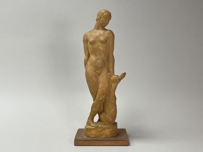 Jean TERZIEFF (1894-1978)
Woman with a fawn.
Patinated...