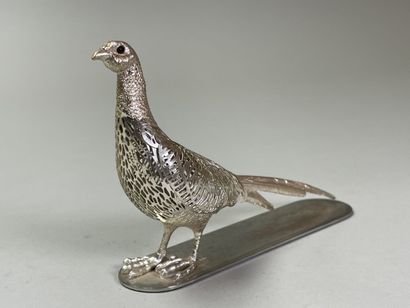 CHRISTOFLE:
Faisan,
Statuette en métal argenté...