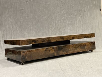 Grande table basse en placage loupe, large...