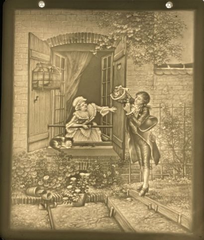 Set of twelve lithophanies. 
13 x 11 cm....