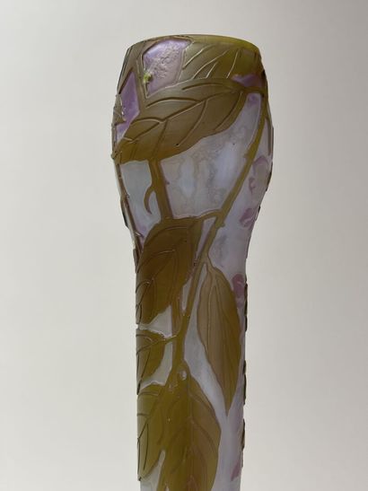 LEGRAS.
Large vase with long neck in multi-layered...