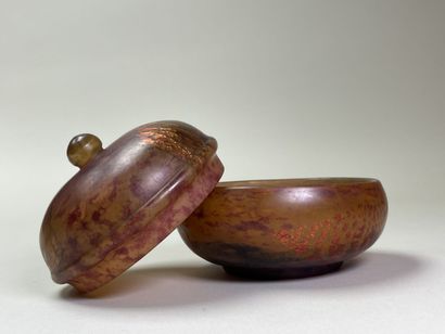DAUM Nancy Candy jar in marbled glass with...