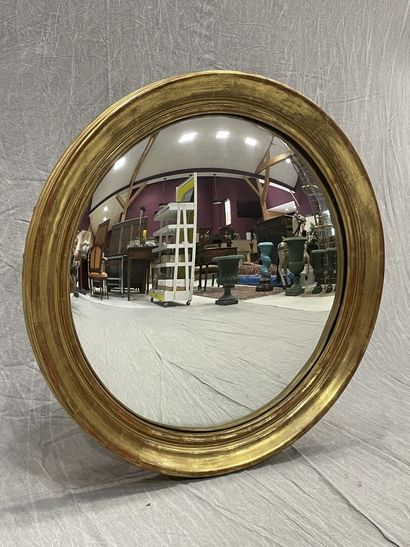 Grand miroir sorcière en verre églomisé mercuré...