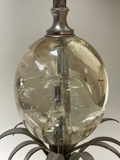 Maison CHARLES 
Lampe palmier en métal argenté...
