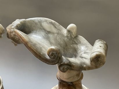 Paire d'aiguières en albâtre à l'antique....