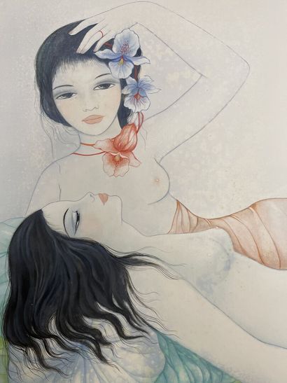 Mara TRAN-LONG (1935) 
Femmes vietnamiennes.
Peinture...