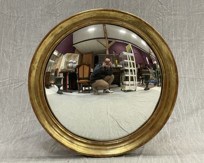 Grand miroir sorcière en verre églomisé mercuré...