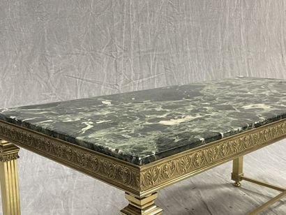 Table basse rectangulaire en bronze à entretoise,...