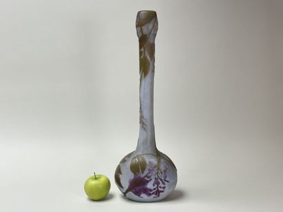 LEGRAS.
Large vase with long neck in multi-layered...