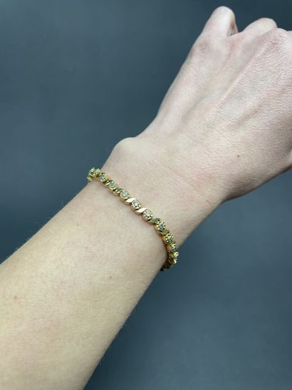 Bracelet rivière en vermeil et petits diamants...