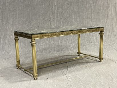 Table basse rectangulaire en bronze à entretoise,...