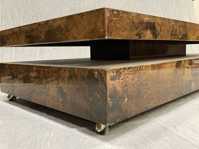 Grande table basse en placage loupe, large...