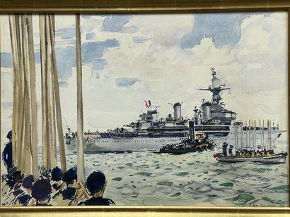 E.Hild d'après BRENET Albert. 
Marines.
Trois...