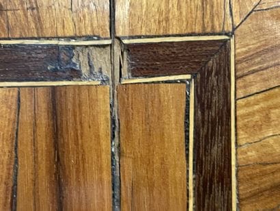 Frieze and marquetry of music attributes...