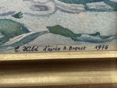 E.Hild d'après BRENET Albert. 
Marines.
Trois...