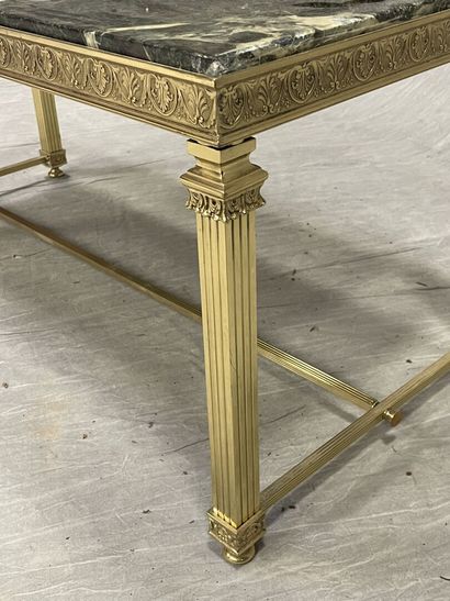 Table basse rectangulaire en bronze à entretoise,...