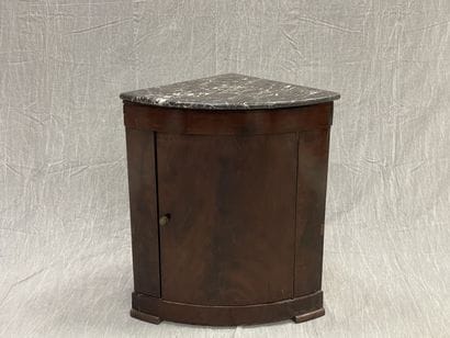 Mahogany veneered corner cabinet with marble...