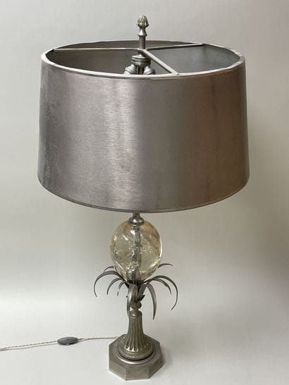 Maison CHARLES 
Lampe palmier en métal argenté...
