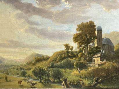Ecole française XIX°
Paysage animé.
huile...