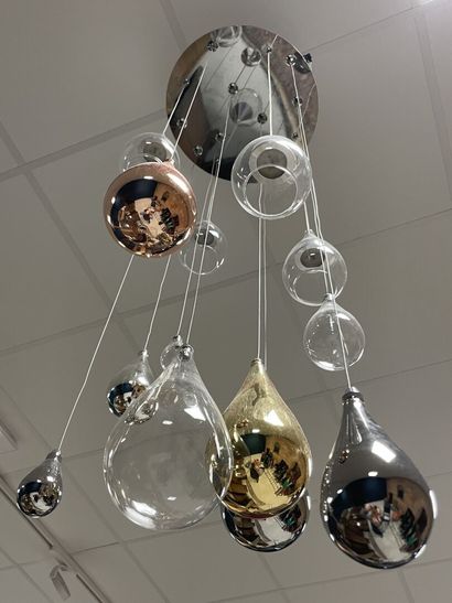 Grande suspension moderne à led à quatre...