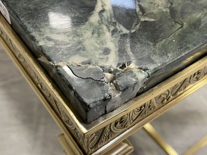 Table basse rectangulaire en bronze à entretoise,...
