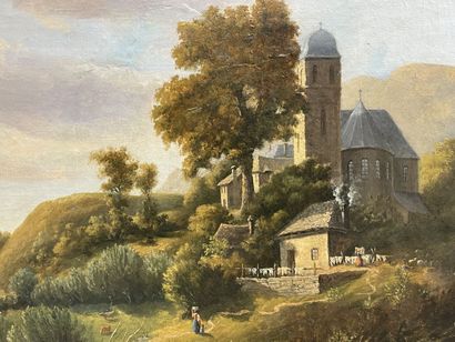 Ecole française XIX°
Paysage animé.
huile...