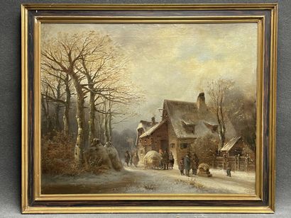 Ecole hollandaise XIX°
Paysage enneigé.
huile...