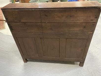 Scriban desk in walnut, opening to four drawers...