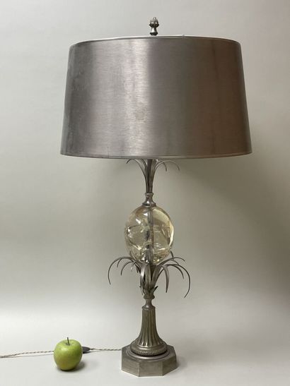 Maison CHARLES 
Lampe palmier en métal argenté...