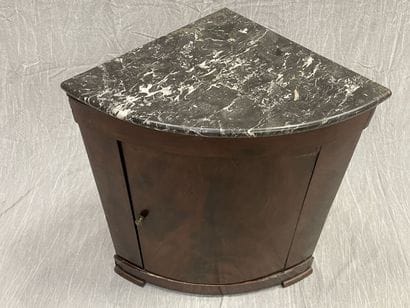 Mahogany veneered corner cabinet with marble...
