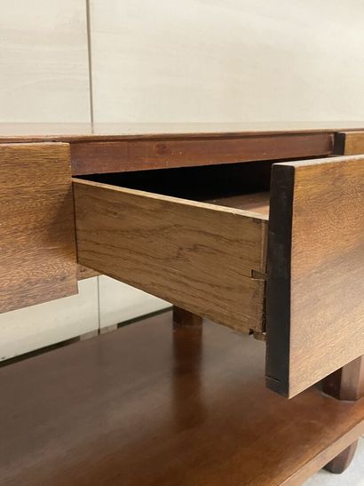 Grande table de drapier en acajou et placage...