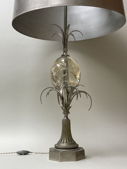 Maison CHARLES 
Lampe palmier en métal argenté...