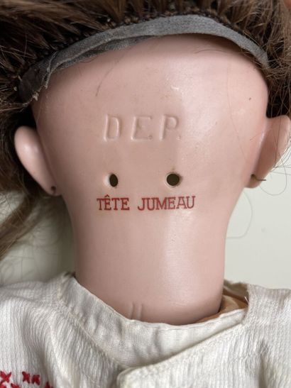 Bébé JUMEAU, 
Poupée tête porcelaine, bouche...