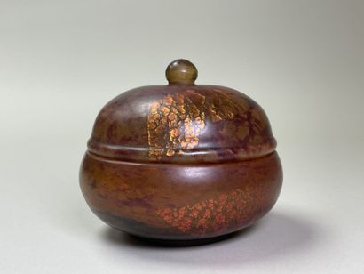 DAUM Nancy Candy jar in marbled glass with...