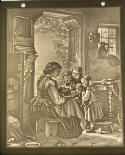Set of twelve lithophanies. 
13 x 11 cm....
