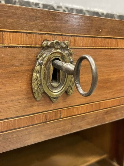 Straight secretary inlaid with satinwood...